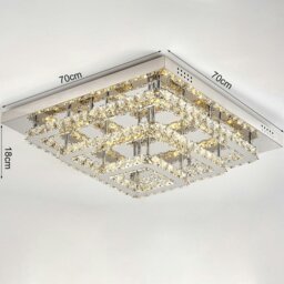 Rackhams 96w LED Ceiling Light 70 x 70 cm Square 3 Tier Crystal Chandelier - Dimmable (with remote) - thumbnail 6