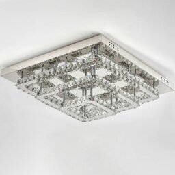 Rackhams 96w LED Ceiling Light 70 x 70 cm Square 3 Tier Crystal Chandelier - Dimmable (with remote) - thumbnail 4