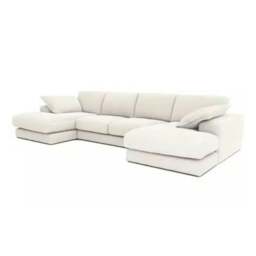 Rackhams Large Spacious Double Corner Sofa With Footstool Jumbo Cord - Cream - thumbnail 6