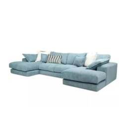 Rackhams Large Spacious Double Corner Sofa With Footstool Jumbo Cord - Cream - thumbnail 4