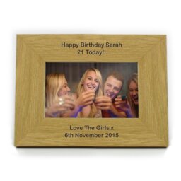 Rackhams Personalised Long Message 6x4 Landscape Oak Finish Photo Frame - thumbnail 2