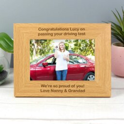 Rackhams Personalised Long Message 6x4 Landscape Oak Finish Photo Frame - thumbnail 4