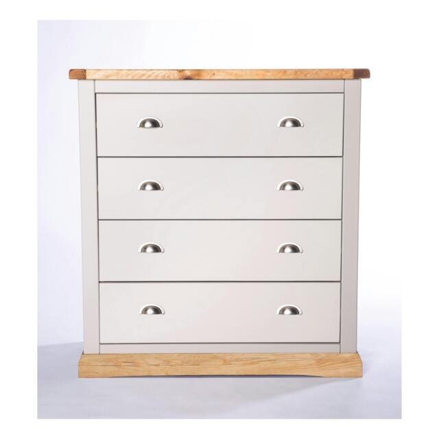 Rackhams Bomporto 4 Drawer Chest of Drawers Chrome Cup Handle - Light Grey - image 1