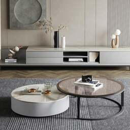 Rackhams CHI Morden Round Nesting Coffee Table With TV Stand, Black Leg - Option 1 TV Stand - Option 1 TV Stand - thumbnail 5