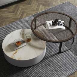 Rackhams CHI Morden Round Nesting Coffee Table With TV Stand, Black Leg - Option 1 TV Stand - Option 1 TV Stand - thumbnail 6