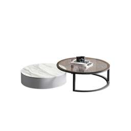 Rackhams CHI Morden Round Nesting Coffee Table With TV Stand, Black Leg - Option 1 TV Stand - Option 1 TV Stand - thumbnail 2
