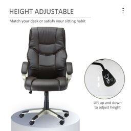 Rackhams Executive Office Chair Faux Leather Computer Desk Chair w/ Wheel Brown - thumbnail 4