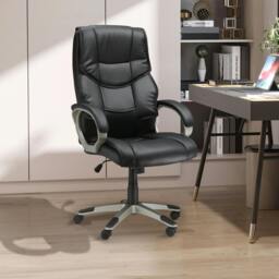 Rackhams Executive Office Chair Faux Leather Computer Desk Chair w/ Wheel Brown