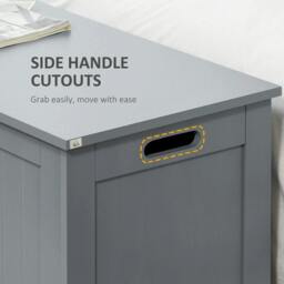 Rackhams Large Storage Box Toy Chest Cabinet Container Unit Organizer with Lid & Safety Hinges, Grey - thumbnail 6