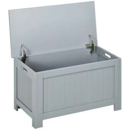 Rackhams Large Storage Box Toy Chest Cabinet Container Unit Organizer with Lid & Safety Hinges, Grey - Grey