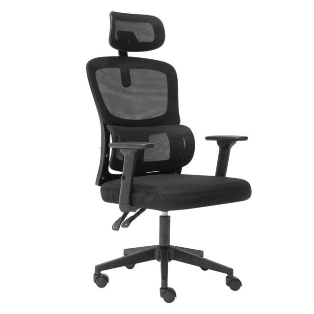 Rackhams Office Computer Chair Mesh Ergonomic Lumbar Support with 3D Armrest Headrest - image 1