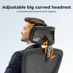 Rackhams Office Computer Chair Mesh Ergonomic Lumbar Support with 3D Armrest Headrest - thumbnail 5