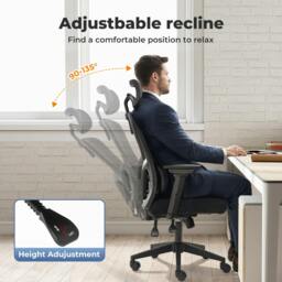 Rackhams Office Computer Chair Mesh Ergonomic Lumbar Support with 3D Armrest Headrest - thumbnail 6