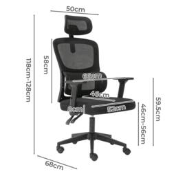 Rackhams Office Computer Chair Mesh Ergonomic Lumbar Support with 3D Armrest Headrest - thumbnail 3