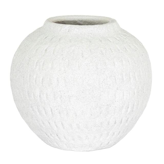 Rackhams Ashen Round Vase - White - 16cm x 19cm x 19cm - White - 100% Mixed - image 1