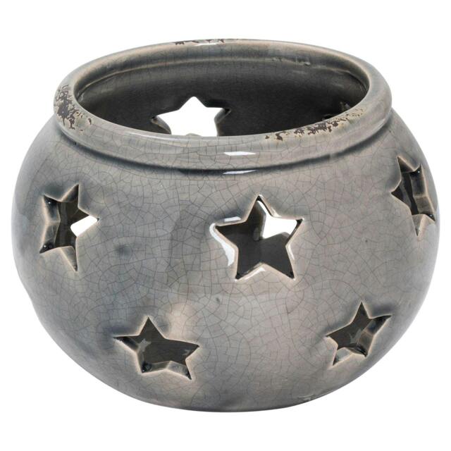 Rackhams Ceramic Star Candle Holder - Grey - Grey - 15cm x 18cm x 18cm - 100% Mixed - image 1