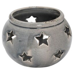 Rackhams Ceramic Star Candle Holder - Grey - Grey - 15cm x 18cm x 18cm - 100% Mixed - thumbnail 2