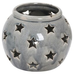 Rackhams Ceramic Star Candle Holder - Grey - Grey - 15cm x 18cm x 18cm - 100% Mixed - thumbnail 3