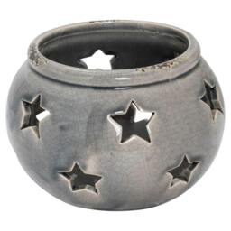 Rackhams Ceramic Star Candle Holder - Grey - Grey - 15cm x 18cm x 18cm - 100% Mixed - thumbnail 1