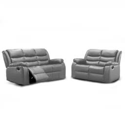 Rackhams Venice Leather Reclining Sofa Suite 3 + 2 Seater - Gray - thumbnail 4