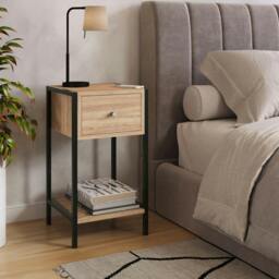 Rackhams Kelly One-Drawer Compact Bedside Cabinet with Undershelf - Grey Oak Effect - thumbnail 2