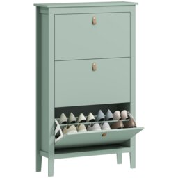 Rackhams 3 Drawer Shoe Cabinet with Flip Doors for Hallway, Entryway, Green - White - Matte - Particleboard - thumbnail 2