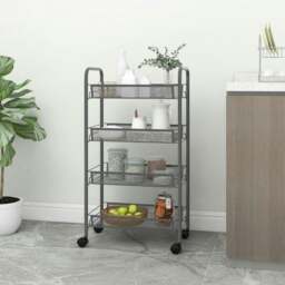 Rackhams 4-Tier Kitchen Trolley Grey 46x26x85 cm Iron - thumbnail 1