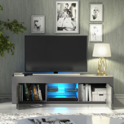 Rackhams 130cm TV Unit Cabinet Cupboard with High Gloss Doors and LED Light - 130 cm - 1 - MDF/Chipboard - thumbnail 4