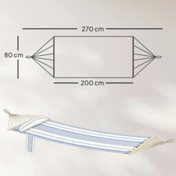 Rackhams Cotton Hammock, Soft Portable Swing Chair w/ Headrest - 270 x 80 cm - Hammock - 1 - thumbnail 3