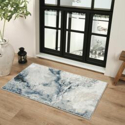Rackhams Jolie-Abstract Blue Grey Beige Black Modern Marble Rug - 80 x 220 cm - thumbnail 6