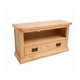 Rackhams Lucca Waxed 1 Drawer TV Cabinet Brass Drop Handle - Light Brown - thumbnail 3