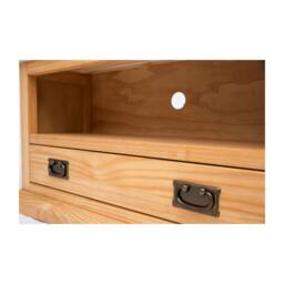 Rackhams Lucca Waxed 1 Drawer TV Cabinet Brass Drop Handle - Light Brown - thumbnail 5