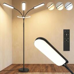 Rackhams LED Floor Lamp for Living Room with Magnetic Remote Control, Black - Black - LED integrated - Steel, PC - thumbnail 1