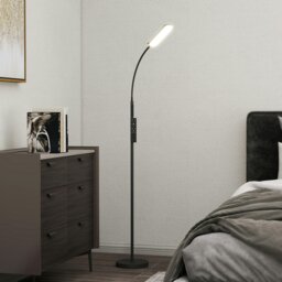 Rackhams LED Floor Lamp for Living Room with Magnetic Remote Control, Black - Black - LED integrated - Steel, PC - thumbnail 1