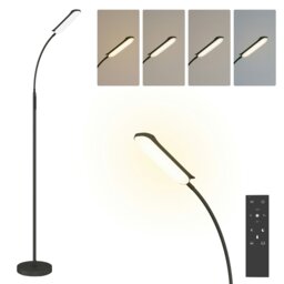 Rackhams LED Floor Lamp for Living Room with Magnetic Remote Control, Black - Black - LED integrated - Steel, PC - thumbnail 2