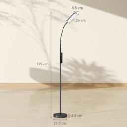 Rackhams LED Floor Lamp for Living Room with Magnetic Remote Control, Black - Black - LED integrated - Steel, PC - thumbnail 5