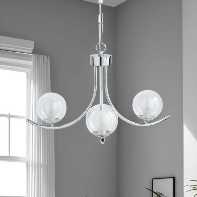 Rackhams Jimena 3 Light Polished Chrome Pendant Ceiling Light - image 1