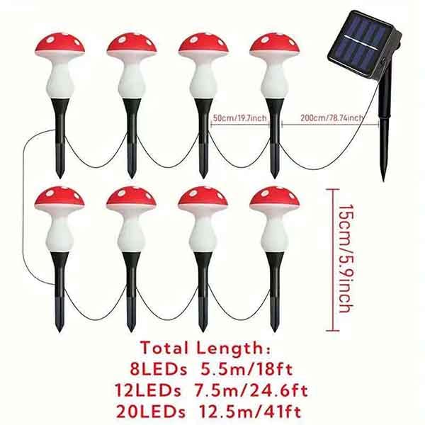 Rackhams Outdoor Solar-Powered Glowing Mushroom Lightsroom Lights - 8LEDs - image 1