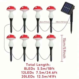 Rackhams Outdoor Solar-Powered Glowing Mushroom Lightsroom Lights - 8LEDs - thumbnail 1