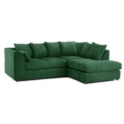 Rackhams Luxor Cord Fabric 4 Seater Corner Sofa Scatter Back - Green - Right Hand Facing