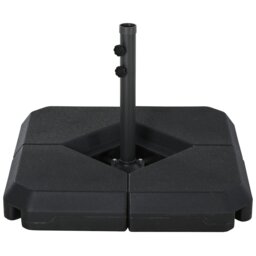 Rackhams 4PCs Fillable Parasol Base Weights with Steel Cross Base, HDPE Garden Umbrella Stand 60L Water or 72kg Sand Filled Weights Plastic Black - thumbnail 2