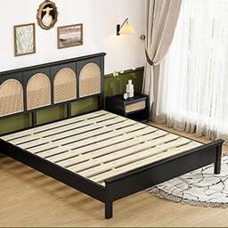 Rackhams Rosemary Double Bed / King Size / Super King Size, Black Wood With Rattan - Super King Size - thumbnail 6