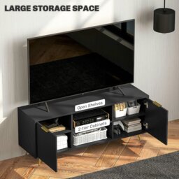 Rackhams Modern TV Stand Cabinet with Storage for Living Room, Black - thumbnail 5
