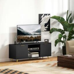 Rackhams Modern TV Stand Cabinet with Storage for Living Room, Black