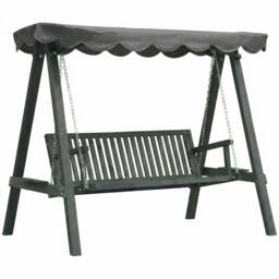 Rackhams 3 Seater Garden Swing Seat with Canopy, Outdoor Hammock Bench, Grey - Grey - 1 - Swing Bench - thumbnail 2