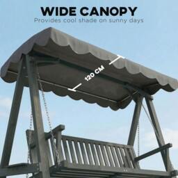 Rackhams 3 Seater Garden Swing Seat with Canopy, Outdoor Hammock Bench, Grey - Grey - 1 - Swing Bench - thumbnail 4