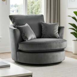 Rackhams Brooklyn Plush Velvet Swivel Chair - Green - thumbnail 2