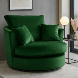 Rackhams Brooklyn Plush Velvet Swivel Chair - Green - thumbnail 1