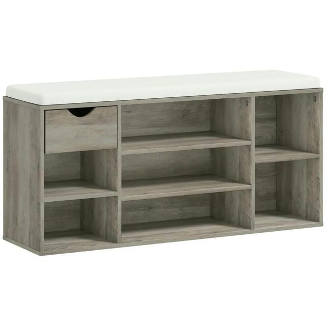 Rackhams Shoe Storage Bench with Cushion - Grey