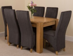 Rackhams Kuba Small Oak Dining Table with Lola Fabric Chairs - 4 chairs - Black - thumbnail 3